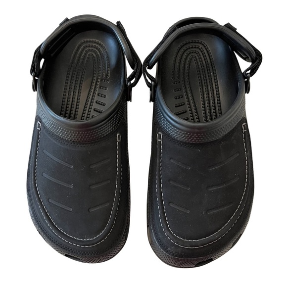 CROCS Mens 8 Yukon Vista Sling Back Slip On Clog Black Faux Leather Non Slip
